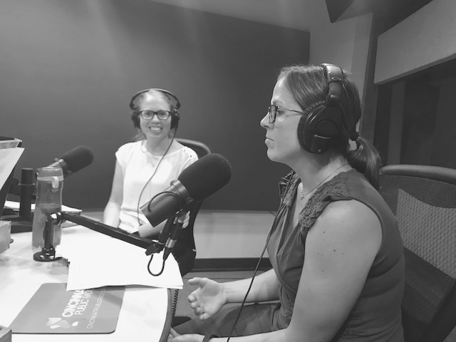 Darla (left) and Melissa (right) in the Cincinnati Public Radio studio.